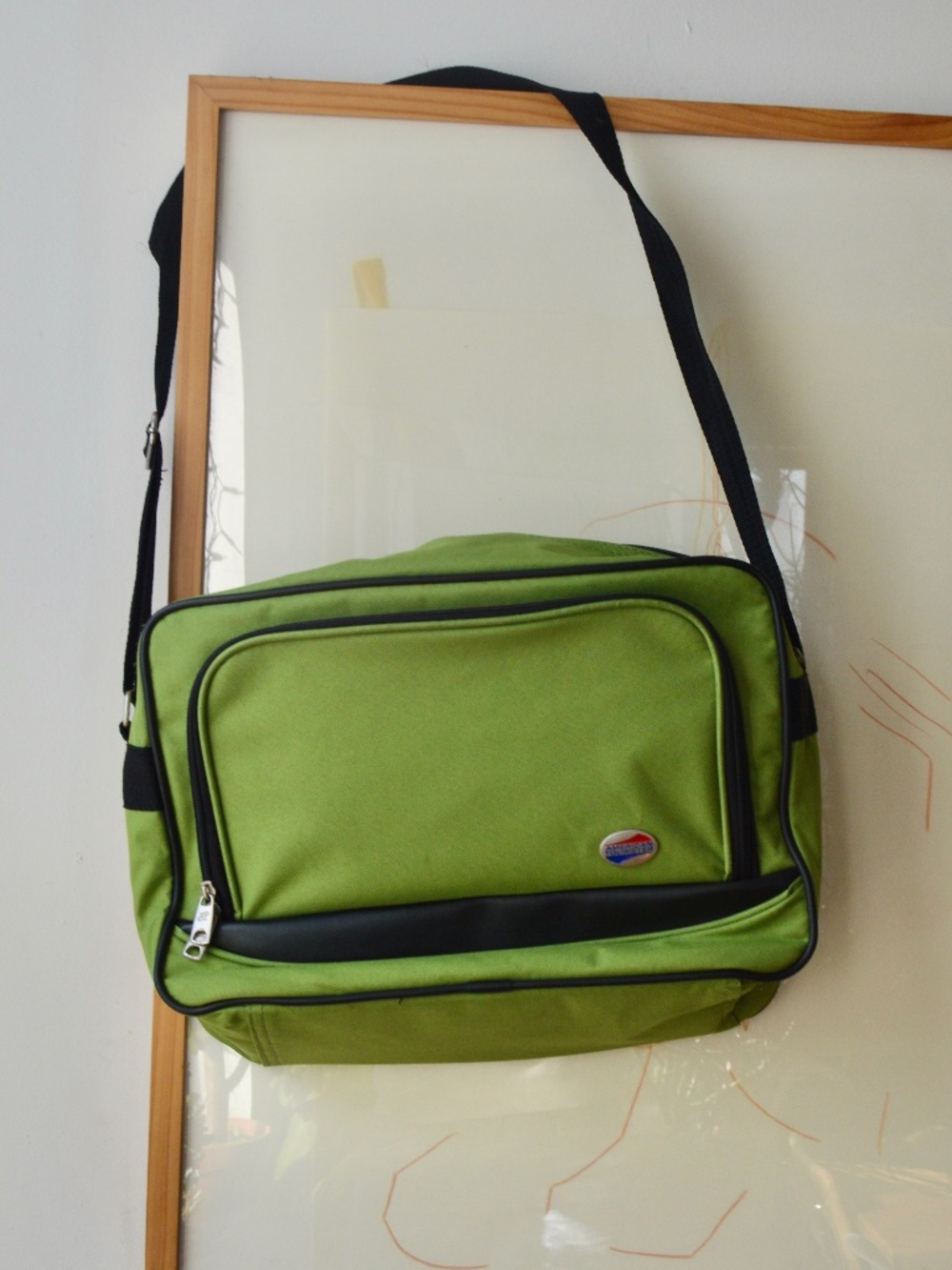 Vintage 1990s Bright Green American Tourister Carry On Shoulder Bag
